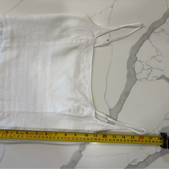 Abercrombie & Fitch Cream Linen Blend Tank with Adjustable Spaghetti Straps - Picture 3 of 8